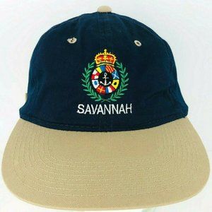 Vintage Savannah Boating Trucker Hat Blue Beige